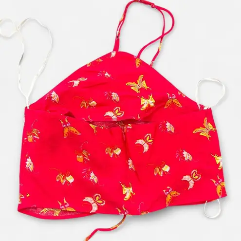 Something New Pink Butterfly Halter keyhole Crop Top Y2K Fairy Coquette XS