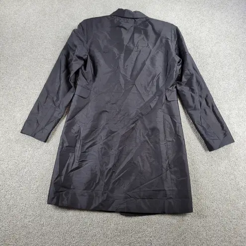 SILKLAND Women's Trench Coat 6 Black V Neck Lightweight Spring 100% Silk