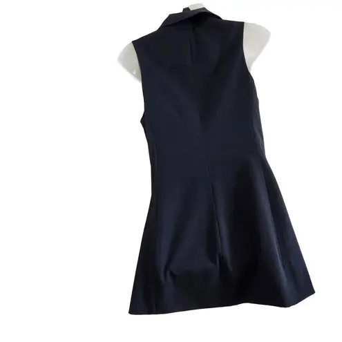 Bisou Bisou Michele Bohbot Ruffle Collared Black Vest Sleek Waist Coat Sz Small