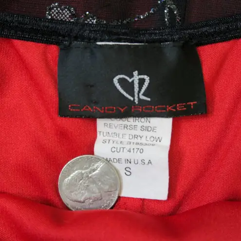 Vintage 90s Candy Rocket Floral Fringe Mini Dress Black Size XS