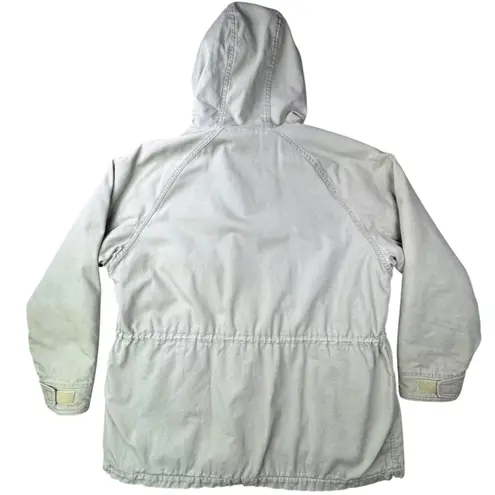 Woolrich Vintage Wool Blanket Lined Hooded Jacket Beige Plaid Lined Womens XL