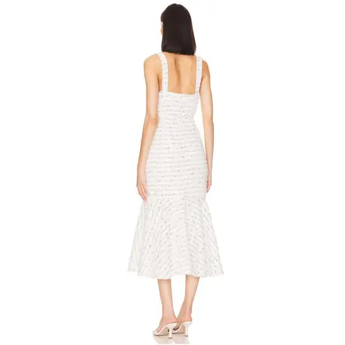 Misa Los Angeles Elke Tweed Dress Small NWT | White Metallic Midi Revolve