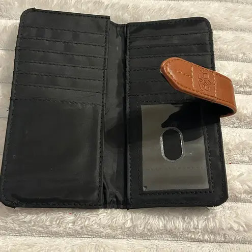 Plaid Wallet Brown Snap Closure Card Slots Coin Pocket Organizer Gray