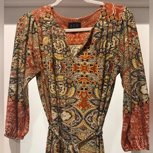 AUW Multicolored Paisley 3/4 Sleeve Dress Size 6