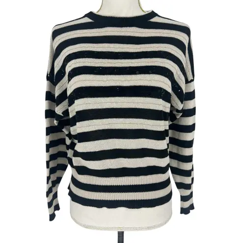 Brunello Cucinelli Wide Striped Crewneck Sequin Embellished Sweater w/ Monili