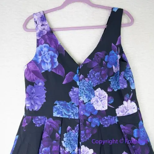 City Chic New! Hydrangea Fit & Flare Dress - black purple, women plus size 16