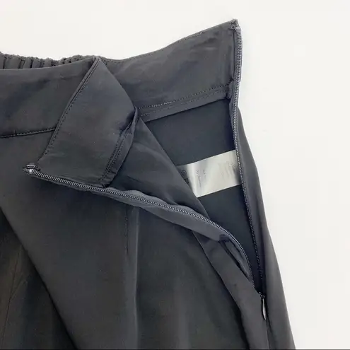 Universal Standard Cropped Silky Satin Straight Wide Leg Side Zip Pants: Black