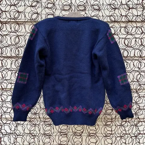 Vintage Skyr wool navy blue Art Deco geometric sweater