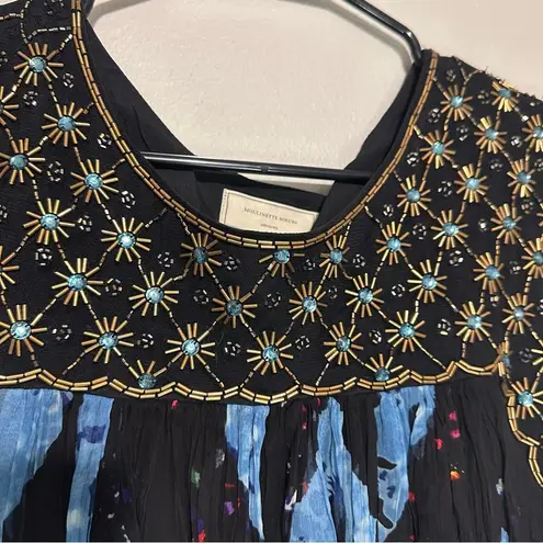 Moulinette Soeurs Anthropologie Vintage Beaded Boho Flowy Midi Dress Size 4