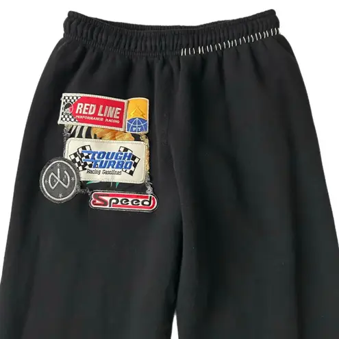 Riley Vintage All Patched Up Sweatpants in Black Racing Patches Size Medium