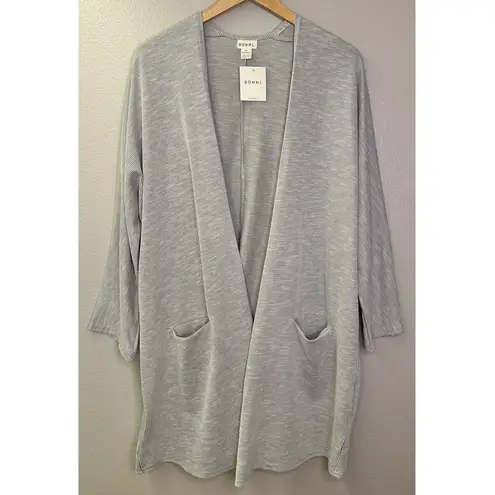 Anthropologie NWT  Donni Light Gray Ribbed Open Front Cardigan One Size Fits All - Image 6