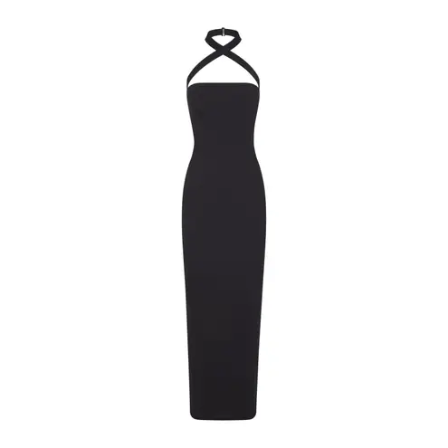 SKIMS Fits Everybody Wrap Long Slip Dress Maxi Black Size Large