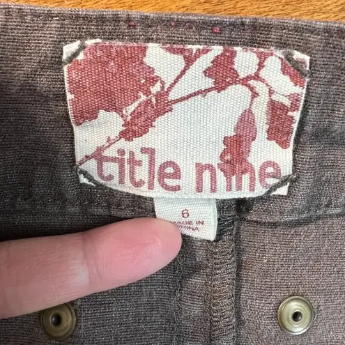 Title Nine Midi Skirt 6 Brown Drawstring Casual A-Line Hemp Blend Pockets