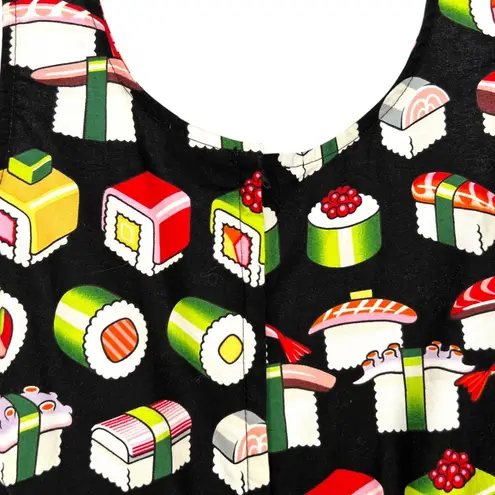 Retrolicious ModCloth Bento Box Sushi Print Sleeveless Dress Black Size Small