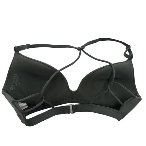 Athleta  Bikini Top Womens Small Olive Strappy‎ Back Padded Wireless Swim Clasp