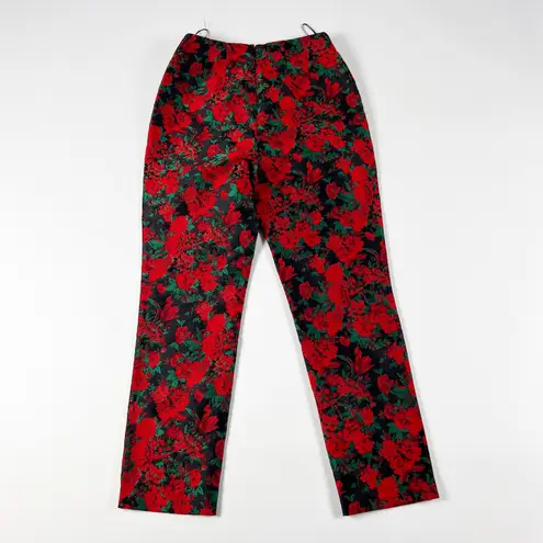 Finders Keepers Finders Red Black Jacquard Floral Flower Print Pattern Slim Ankle Crop Pants S