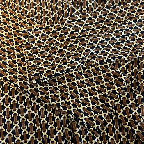 Michael Kors Chain Print Faux Wrap Blouse Tan/Brown Size Large Brown