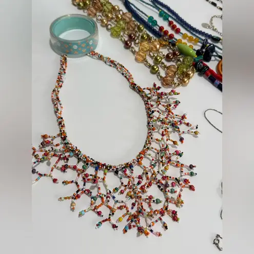 Mixed Fashion Costume Jewelry Lot Beaded Necklaces Boho Fringe 16 pcs 1.5 lbs Pink