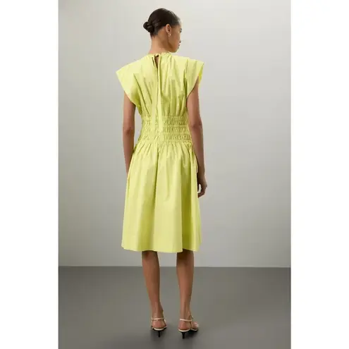 EDUN CHOI X RTR Neon Green 100% Cotton Scoop Neck Poplin Midi Dress Size 2