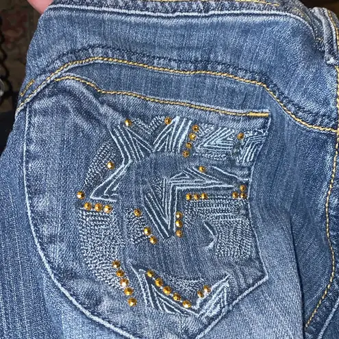 Ecko Red Denim Size 11 waist 32 Rhino Logo Rhinestone Pockets. Blue