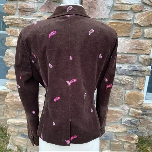 ITW By Claude Brown Corduroy Paisley Blazer Size 4