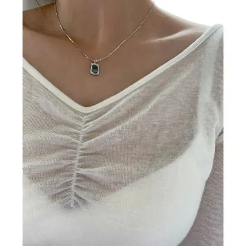 Boutique Rectangle Abalone Necklace, 925 Sterling Silver 16-18"