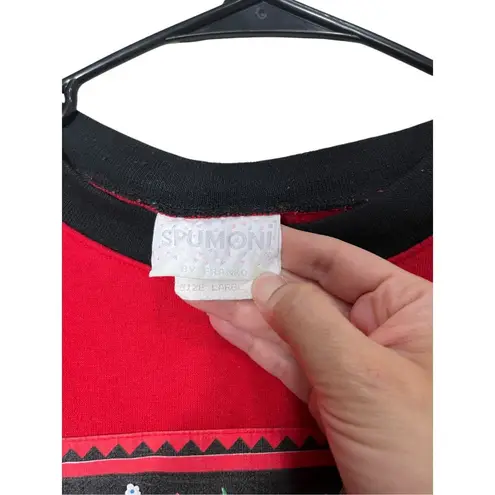 Vintage Spumoni By Franko Cat Sweater Size Large Made In USA Red