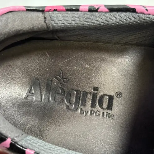 Alegria PG Lite Slip-On Shoes Pink Lips Print Black Leather EU 37 US 7.5 Nurse
