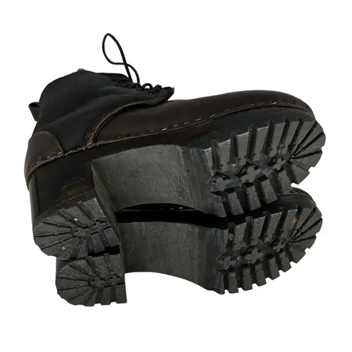 No. 6 Lander Shearling Lace Up Clog Boots in Dark Brown Size 9