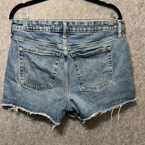 Free Assembly Denim Jean Shorts Raw Hem Blue Wash Womens Size 12 Cutoff Frayed