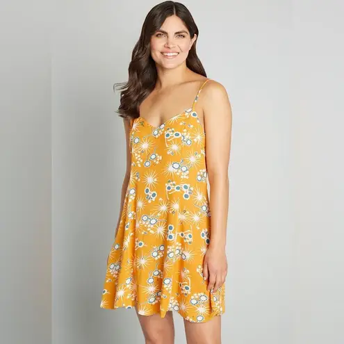 Modcloth NWT  On Cloud Nineties‎ Yellow Printed Shift Mini Dress Size 1X