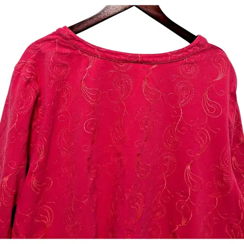Liz &Me Womens Artsy Paisley Tunic Top 2X Coral Boho Embroidered Mature Office Orange Size XXL