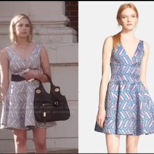 Opening Ceremony NWT Slash Pool Fit & Flare Dress Jacquard Pastel Pink & Blue 0