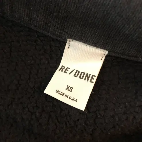 RE/DONE Womens 70s Half Zip Sweatshirt Long Sleeve Fleece Pullover Black XS