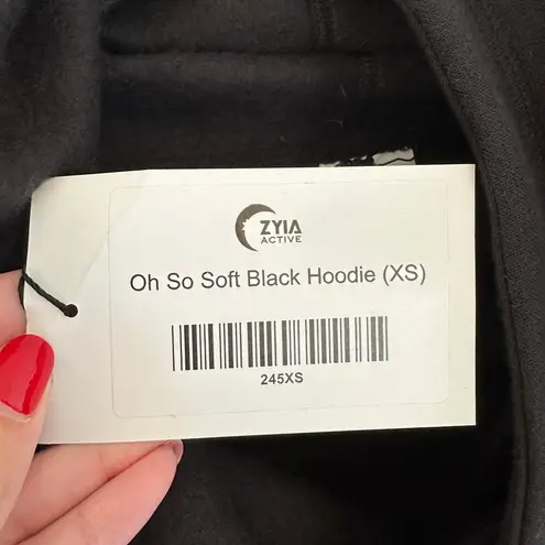 Zyia Oh So Soft Funnel Neck Hoodie Sweatshirt NEW Black XS