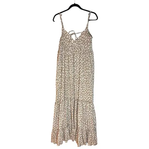 Rosegold Polka Dot Tiered Skinny Strap Maxi Dress Brown