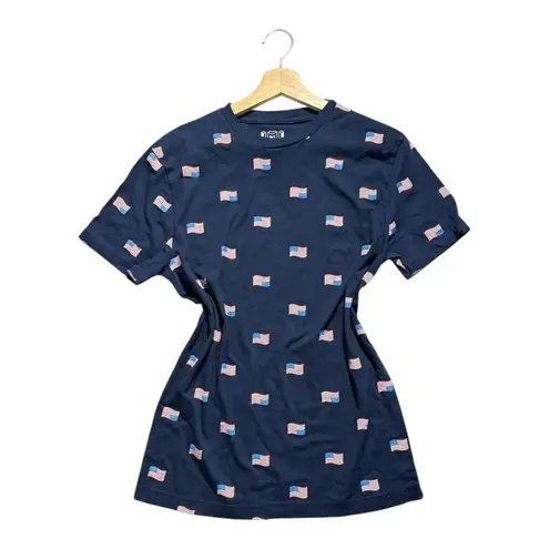 None American Flag Short Sleeve T-Shirt Womens Size Small Navy Blue USA Patriotic Tee