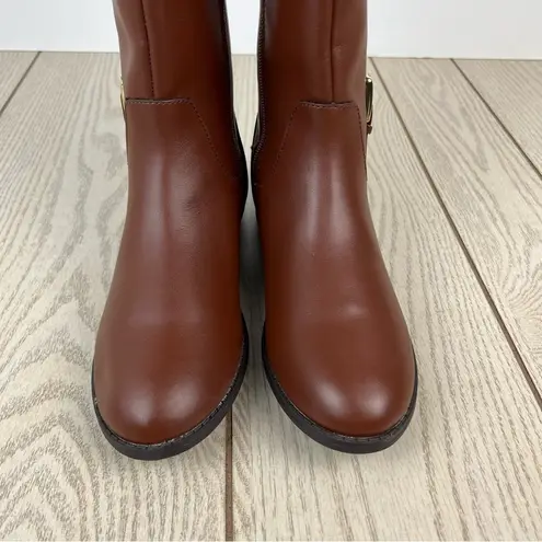 Karen Scott Deliee2 Tall Riding Boots 8M Cognac Brown Faux Leather $80