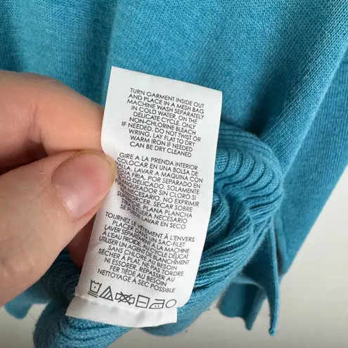 CAbi Hop to Knit Hoodie Small Blue V-Neck Pullover Sweater Comfy Cotton Blend