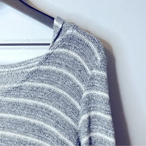 Beyond Yoga Grey Striped Knit Pullover Hoodie Sweater Size M