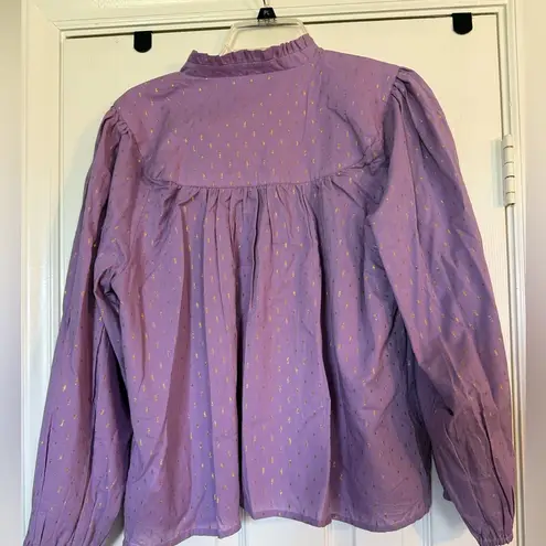 Emerson Fry India Collection Emmaline Lavendula Gold Dot Blouse size large Purple