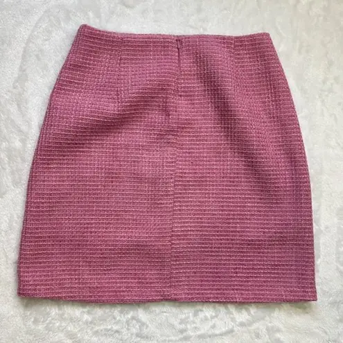 Pink Lily  Women's Zipper Back Closure Rayon Lined Pink Tweed Pencil Skirt Size S