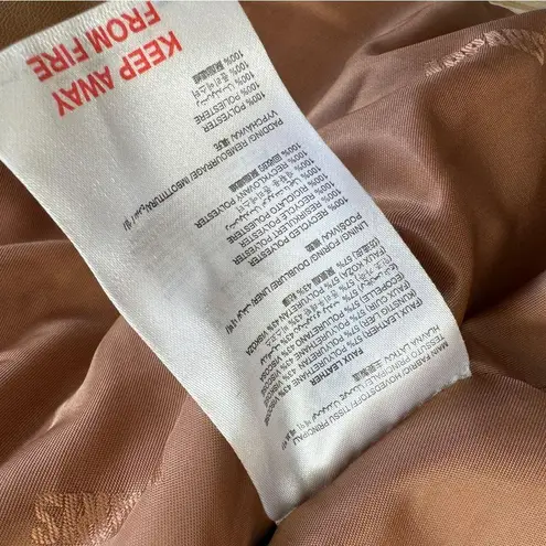 Apparis Brown Faux Leather Puffer Jacket