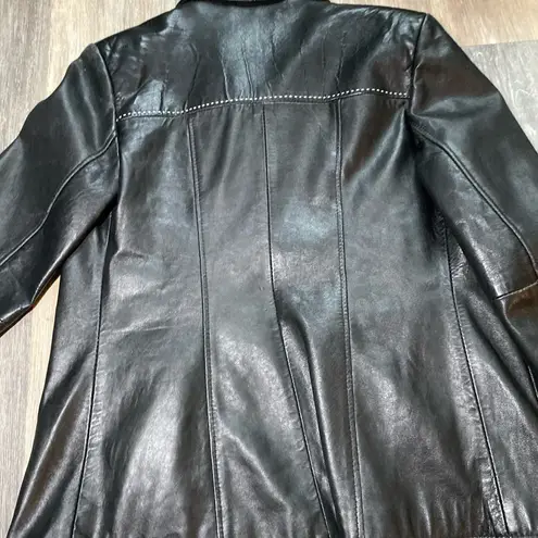 Vintage 90s DC Collection Sleek Black Vegan Leather Zip Up Jacket Size Small