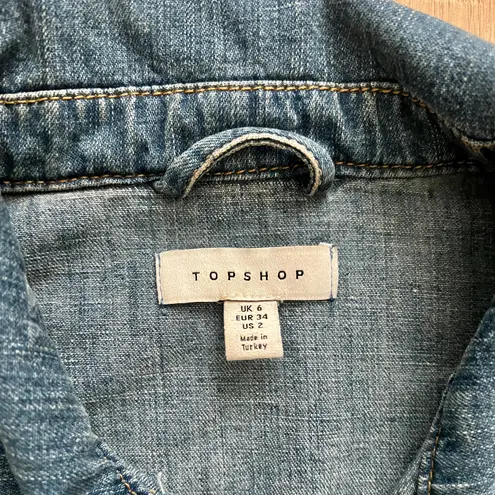 Topshop Women's Blue 70's Chuck-on Denim Jacket Oversized size S NWOT