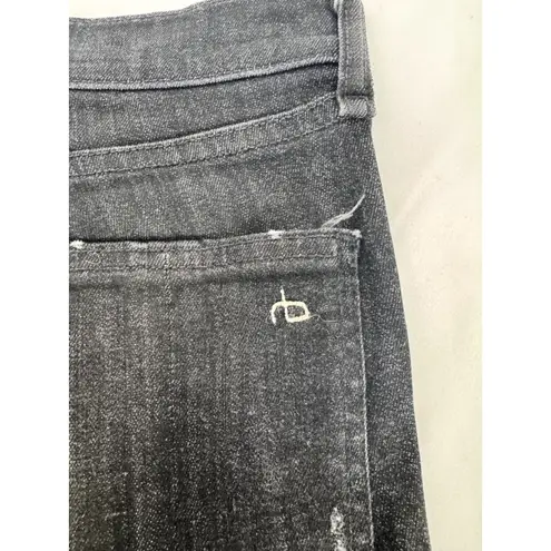 Rag and Bone  Distressed Black Wash Denim Jeans Ripped Knee Slim Fit Size 25‎