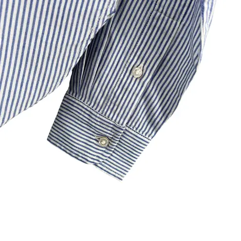 Buck Mason California Oxford Prep Shirt White Blue Stripe Womens Slim Fit XS New