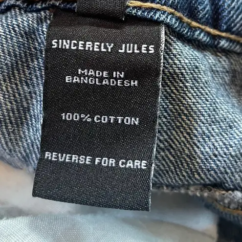 Sincerely Jules Blue Distressed Deconstructed High Hip Mini Raw Hem Denim Shorts