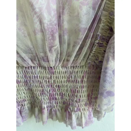 Free People  Make Me Smile Top Size Small Floral Purple