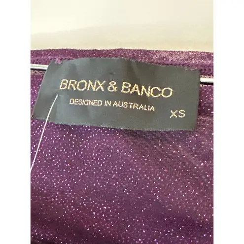 Bronx & Banco Maya Burgundy Sparkle Off Shoulder Midi Dress XS NWT Cocktail Purple